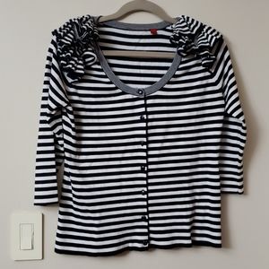 Red brand ruffled button cardigan